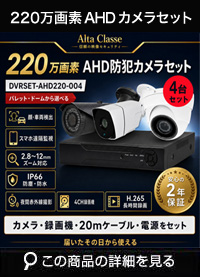  防犯カメラ 屋外 録画機能付き ズーム対応 家庭用　4台セット AHD 220万画素 バレット・ドーム・カメラが選べる　常時録画　動体検知録画　防犯カメラセット　DVRSET-AHD220-004