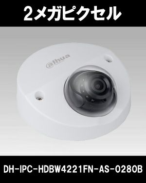 Dahua（ダーファ）防犯カメラ DH-IPC-HDBW4221FN-AS-0280B（2メガピクセル フルHD WDR IR LED 搭載 耐衝撃  ネットワーク ウェッジドーム型カメラ） | 防犯カメラ・監視カメラ専門通販店 秋葉原のアルタクラッセ