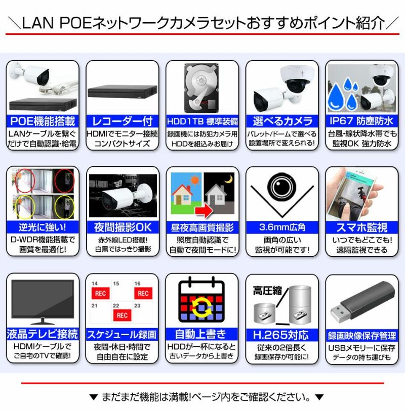 ★防犯カメラ スタンダード型200万画像監視カメラ 屋外用カメラ録画昨日スマホ 防犯カメラ 屋外 録画機能付き 防水 逆光補正 広角 ネットワーク