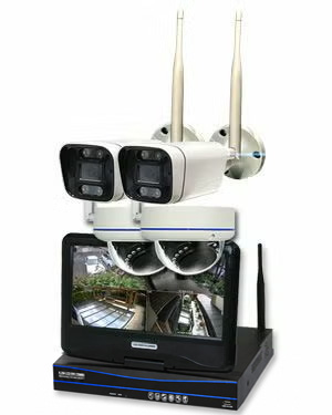 防犯カメラ 屋外 録画機能付き 防水 カメラ1台セット　ワイヤレス 300万画素 　10インチ液晶モニター付き バレット・ドーム・カメラが選べる　工事不要　防犯カメラセットALWSET-YG300-004