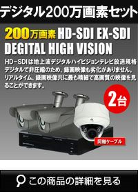  防犯カメラセット 防水 屋内対応 屋外防犯カメラ 2台セット EXSDI/HD-SDI 200万画素 デジタル画質バレット・ドーム・カメラが選べる 業務用 DVRSET-HD032 