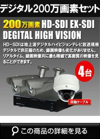 防犯カメラ 屋外 録画機能付き 防水 逆光補正　デジタル　防犯カメラ 4台セット EXSDI/HD-SDI 200万画素 デジタル画質バレット・ドーム・カメラが選べる 業務用 常時録画　動体検知録画　DVRSET-HD034