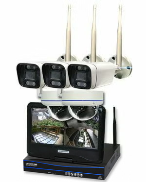防犯カメラ 屋外 録画機能付き 防水 カメラ5台セット　ワイヤレス 300万画素 　10インチ液晶モニター付き バレット・ドーム・カメラが選べる　工事不要　防犯カメラセットALWSET-YG300-005