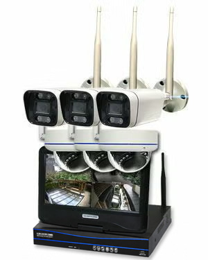 防犯カメラ 屋外 録画機能付き 防水 カメラ6台セット　ワイヤレス 300万画素 　10インチ液晶モニター付き バレット・ドーム・カメラが選べる　工事不要　防犯カメラセットALWSET-YG300-006 