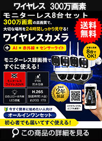 防犯カメラ 屋外 録画機能付き 防水 カメラ8台セット　ワイヤレス 300万画素 　モニターレス バレット・ドーム・カメラが選べる　工事不要　防犯カメラセット　ALWSET-KG300KD2-008