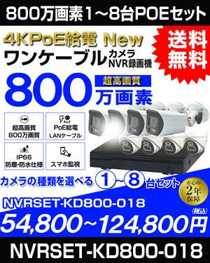 防犯カメラ 屋外 防水 広角 ネットワークカメラ 1台～8台セット 800万