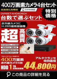  防犯カメラ 屋外 録画機能付き 家庭用　 AHD 400万画素 同軸ケーブル 屋外 屋内 1TB H.265 1台セット　広角レンズ　常時録画　動体検知録画　防犯カメラセット　DVRSET-AHD405CH-004