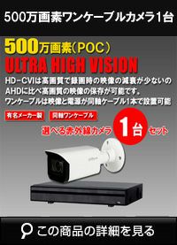  同軸ワンケーブル 防犯カメラ1台セット 屋外 CVI 500万画素 録画機1TB H.265 上書き機能 バレット・ドーム・カメラが選べる 常時録画 バリフォーカルレンズ 動体検知録画 DVRSET-CVI500DH2-POC01