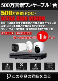 同軸ワンケーブル 防犯カメラ1台セット 屋外 CVI 500万画素 録画機1TB H.265 上書き機能 バレット・ドーム・カメラが選べる 常時録画 動体検知録画 DVRSET-CVI500DH2-POC01