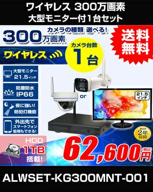 防犯カメラ 屋外 21.5インチ モニター付き 録画機 レコーダー付き 防水