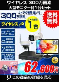 防犯カメラ 屋外 21.5インチ モニター付き 録画機 レコーダー付き 防水