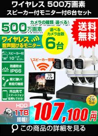 AI機能付き 500万画素ワイヤレスカメラセット 10.1インチモニター付き 7台セット ALWSET-KG500MNT10-007
