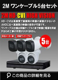 ワンケーブル 防犯カメラ5台セット 屋外 CVI 200万画素 同軸ケーブル 録画機1TB H.265 上書き機能 バレット・ドーム・カメラが選べる 常時録画 動体検知録画 DVRSET-CVI200DH-POC05