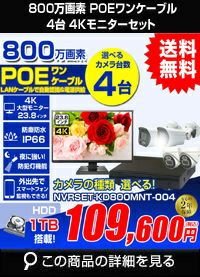 モニター付800万画素POEワンケーブルセット ALWSET-KG800MNT-004