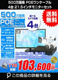 モニター付500万画素POEワンケーブルセット ALWSET-KG500MNT-004