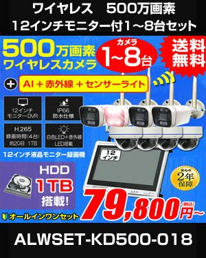 カメラ1～8台セット 防犯カメラ 屋外 録画機能付き AI人体検知 人感